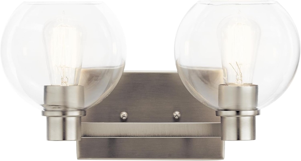 Kichler The Harmony 15.5 inch 2 Light vanity light with clear glass Brushed Nickel