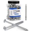 #8 Pocket Hole Screws 2-1/2 Inch, 320Pcs Coarse Thread Wood Screws, Square Drive, Washer Head, 4-Layer Coating, Drive Bit Included (Silver)