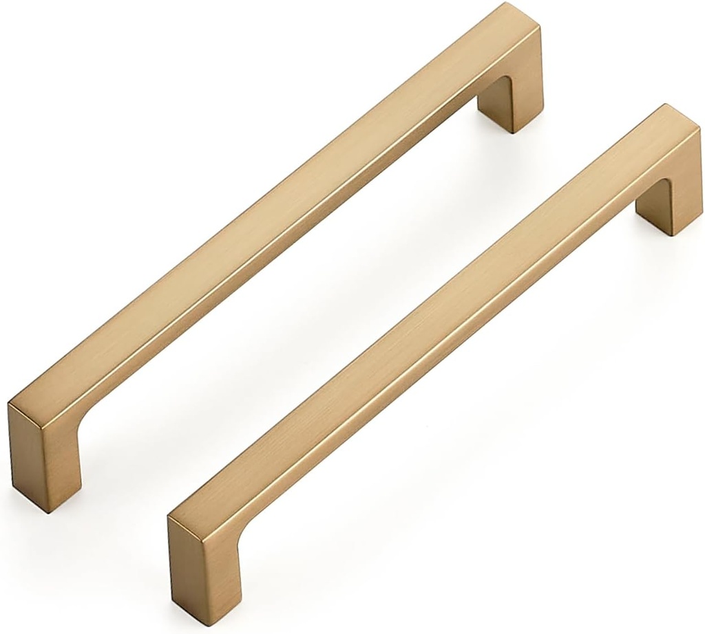 Ravinte 10 Pack Solid 5 Inch Square Cabinet Handles - Champagne Bronze Pulls for Drawers and Kitchen Cabinets - Hardware