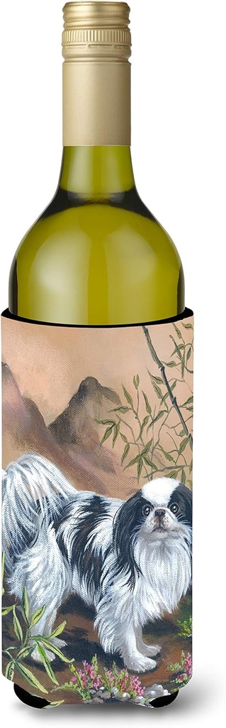 Caroline's Treasures PPP3109LITERK Japanese Chin Wine Bottle Hugger Bottle Cooler Sleeve Hugger Machine Washable Collapsible Insulator Beverage Insulated Holder