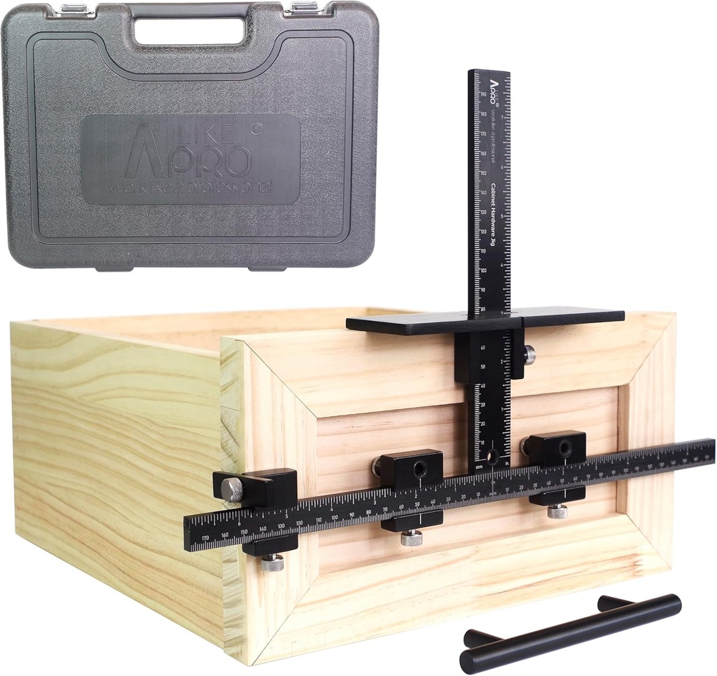 Basic Black Aluminum Alloy Cabinet Hardware Jig for Effortless Handles, Pulls, Knobs, and Hinge Installations, Hand Calibrated, Upgrade Your Cabinet Installation Game with Precision