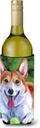Caroline's Treasures 7296LITERK Corgi with Green Ball Wine Bottle Hugger Bottle Cooler Sleeve Hugger Machine Washable Collapsible Insulator Beverage Insulated Holder
