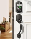 Veise Fingerprint Door Lock Set, Keyless Entry Door Lock, Front Handle Set, Electronic Keypad Deadbolt with Lever Handle, 2 Keys, Auto-Locking, One-time Codes, Easy to Install, Matte Black