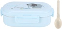650 ml Insulated Lunch Box, Cute Lunch Box with Spoon Stainless Steel Bento Box 2 Compartment Metal Lunch Containers Leakproof Food Storage Containers (Solid blue-elephant)