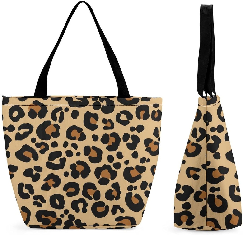 Leopard-pattern-brown Outdoor Tote Bag Kitchen Reusable Grocery Bags Shopping Bag for Mom's Gift