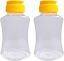 2pcs Empty Plastic Honey Bottles Flip Top Squeeze Honey Jars Dispenser Squeezable Honey Containers for Syrups, Ketchup, Salad Dressing, Cooking Oils