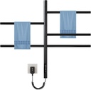 Heated Towel Racks for Bathroom, 180° Swivel Electric Towel Warmer Rack with Touch Panel, Multi-Level Timer & Temperature Adjustments, Wall Mounted 5 Bars Hot Towel Rack (Black-01)