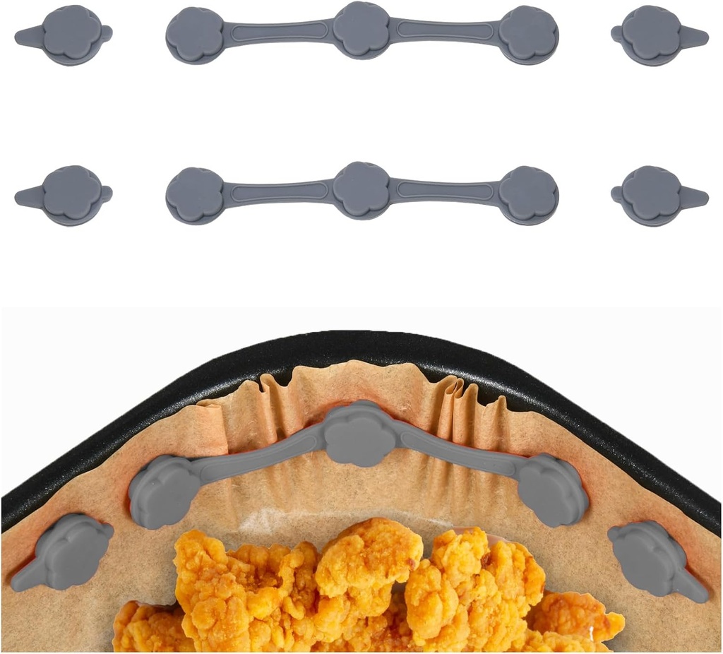 6PCS Air Fryer Magnets for Parchment Paper – Reusable Silicone Buckles for Locking Liners, Heat-Resistant Air Fryer Accessories for Metal Baskets Only