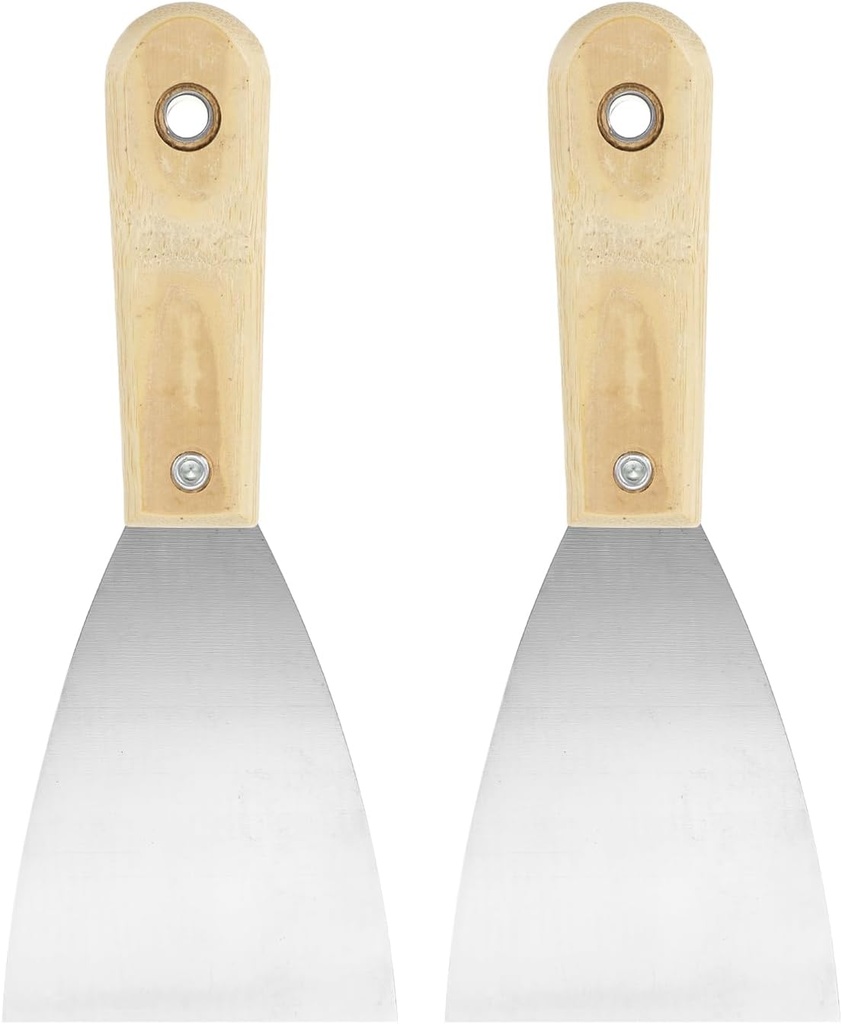 HARFINGTON 2pcs Carbon Steel Putty Knife 3" Wood Handle Spreading Drywall Flex Putty Scraper for Wallpaper Wall Taping Scraping Paint