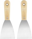 HARFINGTON 2pcs Carbon Steel Putty Knife 3" Wood Handle Spreading Drywall Flex Putty Scraper for Wallpaper Wall Taping Scraping Paint