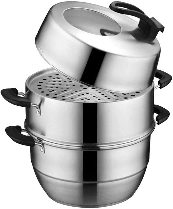 Stainless Steel Food Steamer Set Three-Stage Steamer Insulation Handle Multi-Function Energy-Saving Steamer 26CM