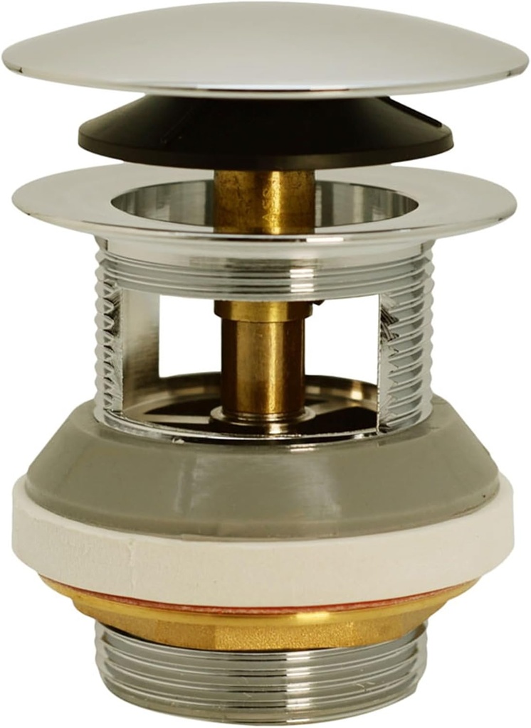 Westbrass D98R-05 Coarse Thread Tip-Toe Drain Plug use for Integrated Overflow Bathtub Trim, 1-Pack, Polished Nickel