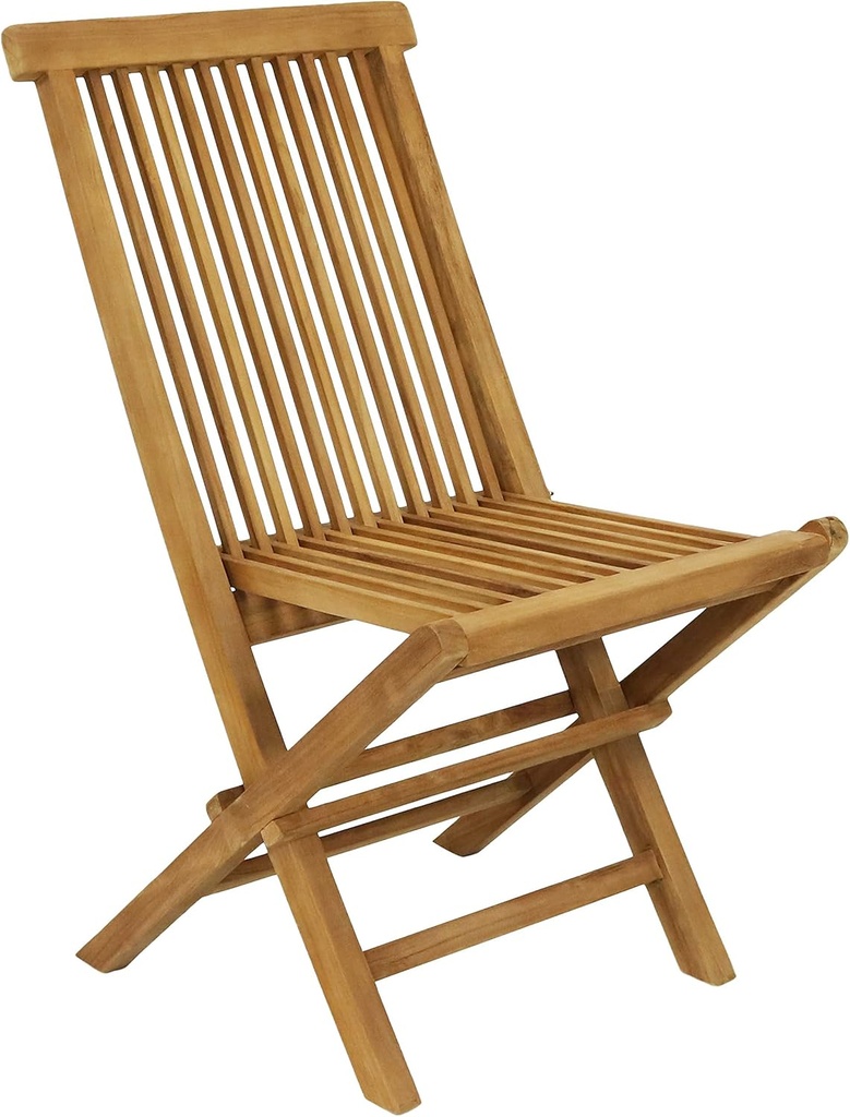 Sunnydaze Hyannis Solid Teak Outdoor Folding Dining Chairs - Light Wood Stain Finish - 1 Chair