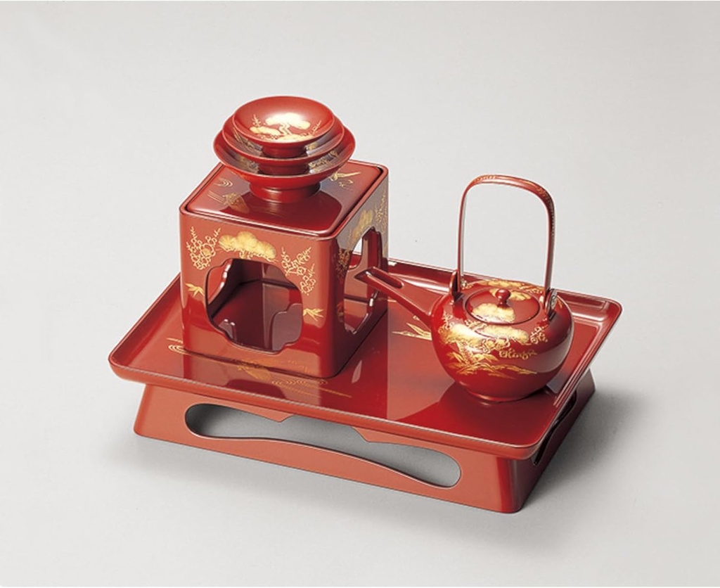 Spiced Sake Cup Red　Pine, bamboo, plum, crane and turtle pattern lacquerware