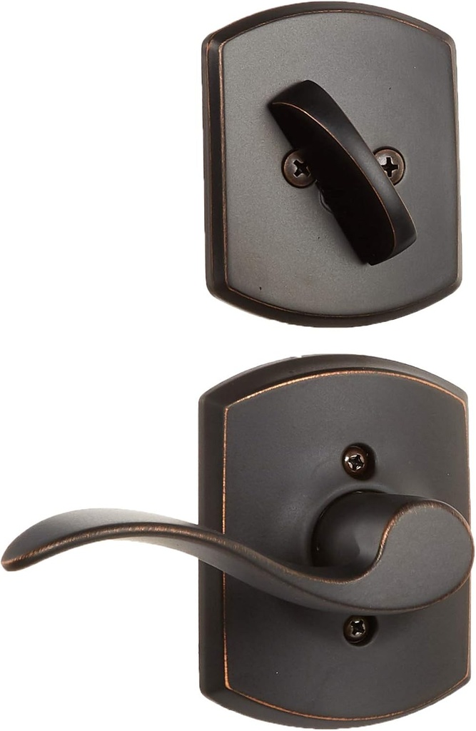 Schlage Lock Company F94ACC716GRWRH Accent Right Handed Lever Dummy Interior Pack with Decora, Aged Bronze