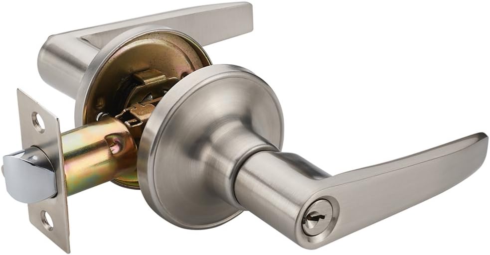 Wave Lever Keyed Entry Door Lock/Door Knob Hardware Wave Handle and Closet Lockset (802-ET)