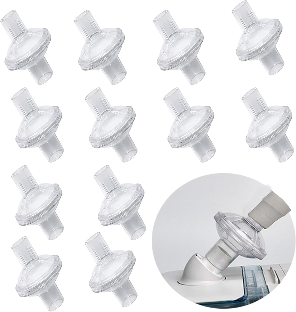 Universal CPAP Inline Filter - CPAP Filters Compatible with ResMed,Dream Station - 12 Packs for 22MM 25MM Tubing Machines, Fresh Air and Purify Black Debris