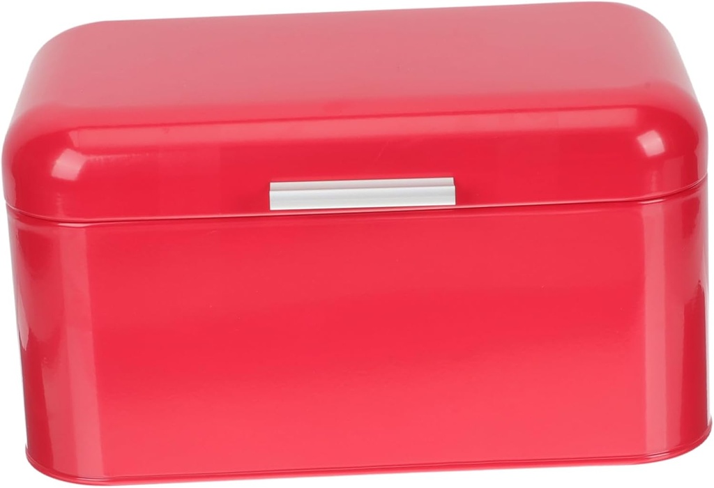 Iron Bread Box Metal Storage Container Retro Kitchen Organizer for Bread Snacks and Sundries Flat Bottom Design for Stability Stylish Red Finish