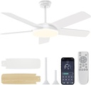 45 Inch Ceiling Fans with Lights and Remote/APP, Quick Install, 3CCT, 6 Speeds, Reversible, Dimmable, White Low Profile Ceiling Fan with Light for Living Room Kitchen Bedroom Patio Indoor Outdoor