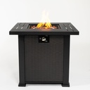 28'' Propane Fire Pit Table, 50,000 BTU Fire Table with Steel Lid, Big Legs, Laval Rocks.