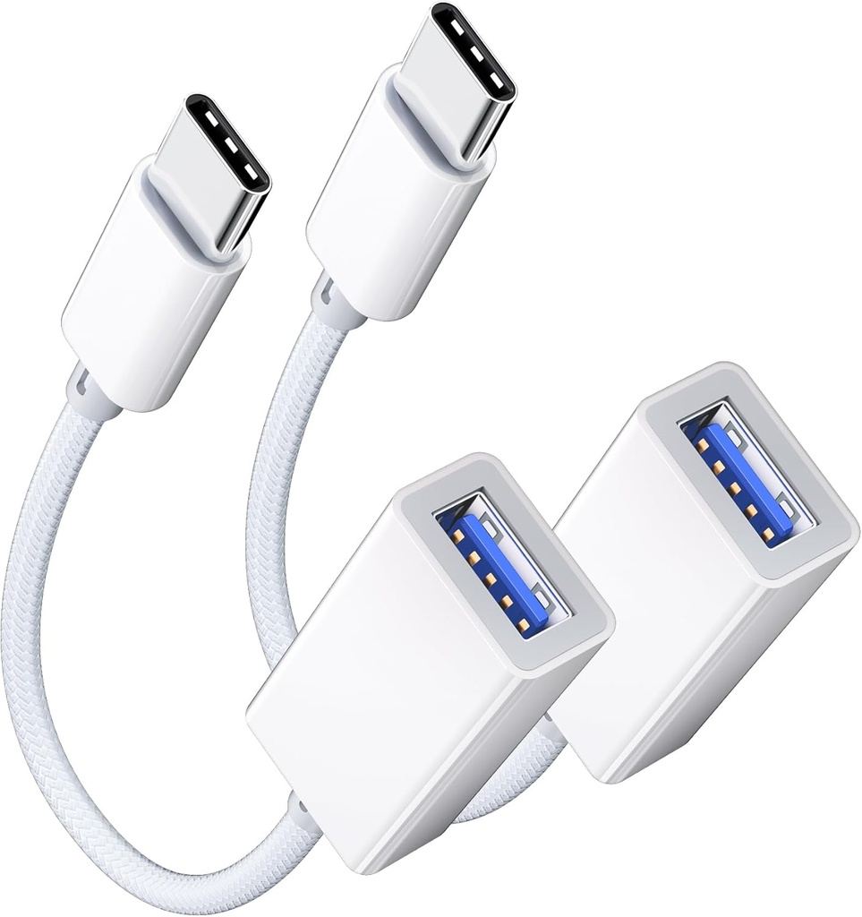 USB C to USB 3.0 Adapter [2 Pack], USB C Male to USB Female OTG Cable Thunderbolt3 to USB Adapter Compatible with MacBook Pro/Air, iPhone 17 Pro Max/17 Plus/17/16/15, Galaxy S24/S23/S22/S21