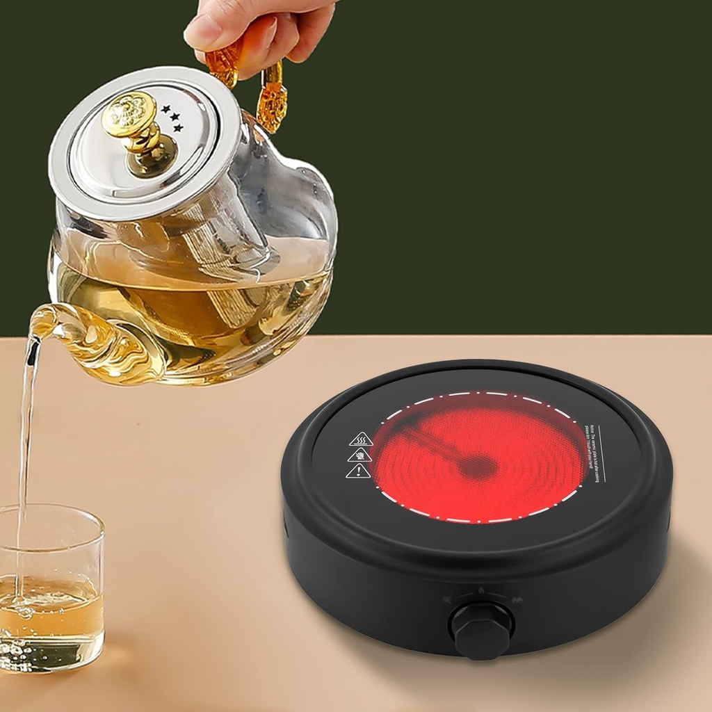Electric Mini Stove Portable Hot Plate, 110V 700W Electric Heater with Adjustable Power for Teapot/Kettles/Ceramic/Glass Kettle, Electric Stove for Boiling Water, Making Tea/Coffee, Single Burner