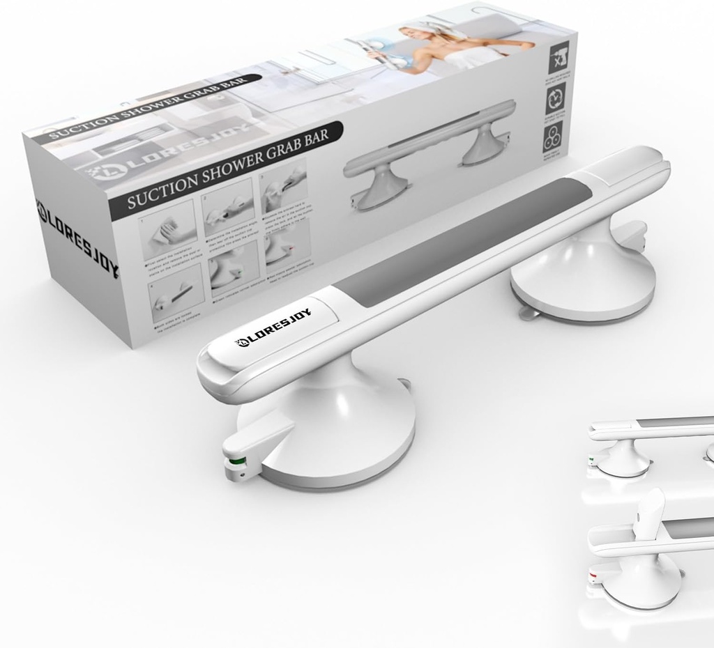Shower Handles for Elderly Suction, Grab Bars for Bathtubs and Showers, Suction Grab Bars for Shower, Shower Grab Bars for Seniors, Shower Bars Safety with Indicators, No Drilling Waterproof