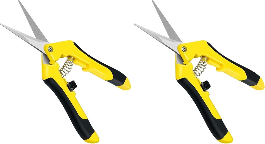 iPower 6.5 Inch Gardening Scissors Hand Pruner Pruning Shear with Straight Stainless Steel Blades, Yellow, 2-Pack