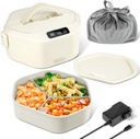 Cordless Electric Lunch Box, Rechargeable Heated Lunchbox for Adults, Battery Powered 1L Self Heating Hot Lunch Box, Adjustable Heating Warming Time Portable Food Warmer for Work, Travel and Office