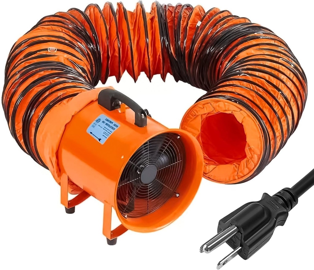 Garvee 12 in Utility Blower Exhaust Fan with 32.8 ft Duct, 3500 CFM Heavy Duty Industrial Blower Ventilation Fan, High Velocity Low Noise Extraction for Ventilating Workshops, Confined Space