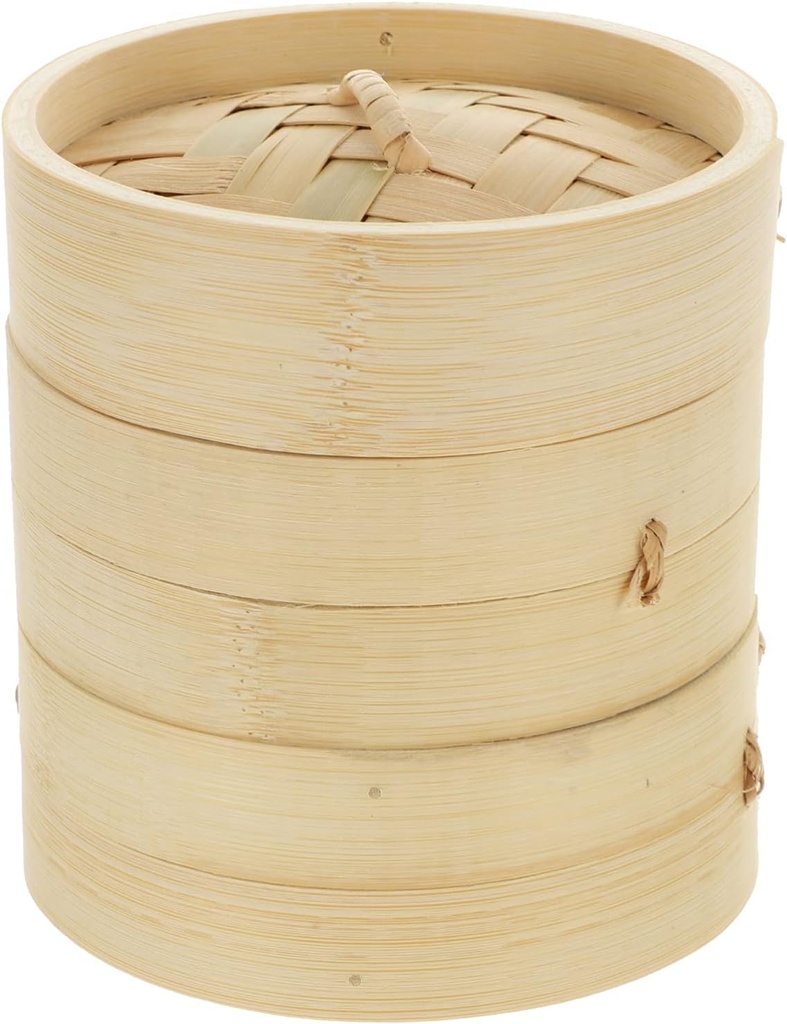 Hemoton Bamboo Basket 3pcs 13cm Bamboo Steamers with Lid for Cooking Food Steamers for Dim Sum Dumplings Basket for Steaming Buns Vegetables Meat Fish Rice Momo