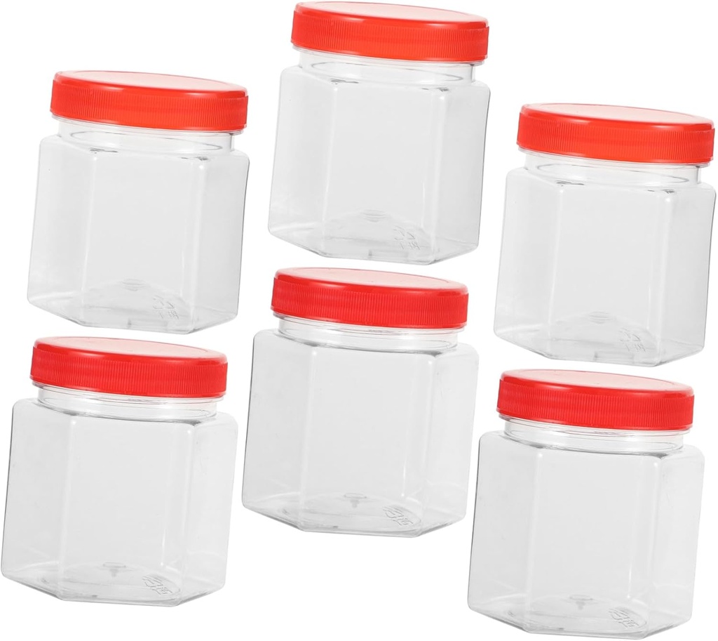 6pcs Airtight Kitchen Storage Jars with Lids Plastic Containers for Dry Food Cereals Nuts Pantry Organization and Freshness Seal