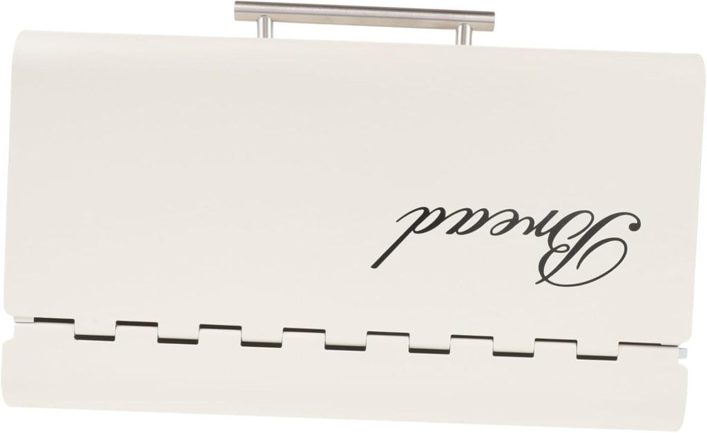 Wear-resistant Metal Bread Box for Kitchen Countertop Compact Food Storage Container with Hinged Lid Moisture-resistant Bread Holder Rounded Edges for Safe Use White Finish