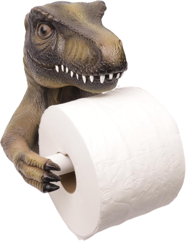Needzo Dinosaur Toilet Paper Holder Wall Mount, Novelty T Rex Bathroom Accessory, 7x7x5 Inches