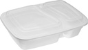 EcoQuality Meal Prep Containers [150Pack] White 2 Compartment with Lids, Food Storage Bento Box, Microwavable, Disposable, Stir Fry | Lunch Boxes | BPA Free | Freezer/Dishwasher Safe (32 oz)