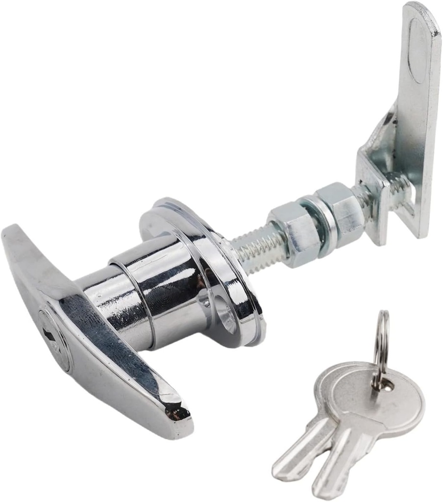 Zinc Alloy T-Handle Lock Latch Shed Door T-Handle Lock Kit for Truck Cabinet Garage Door Lock Camper Shell Locks and Keys Sliver