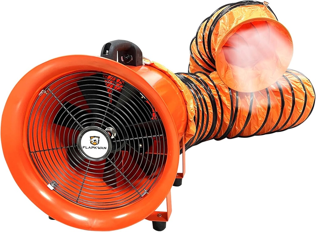 12’’ Utility Blower with 33ft Ducting Hose 520W 3120CFM Industrial Ventilation Exhaust Fan with 13ft Cable Portable Ventilation Fan for Sucking Smoke, Odor and Overspray at Home & Workplace