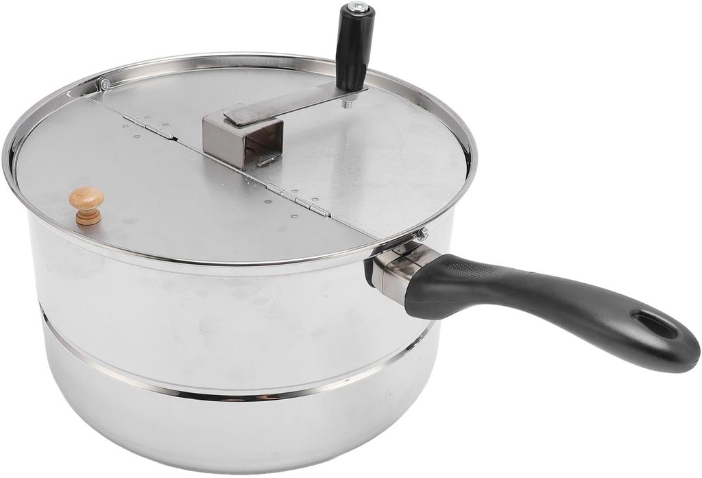 Sorandy Stovetop Popcorn Popper, Stainless Steel Popcorn Maker with Hand Crank, Pot for Gas,Stove,Induction, Hand Operated Maker, 11x6.5inch