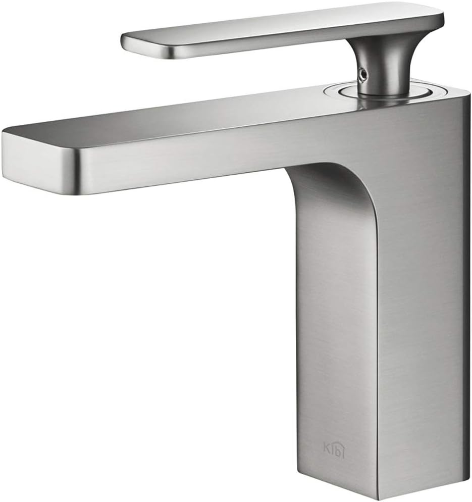 KIBI Infinity Single Handle Bathroom Vanity Sink Faucet | Solid Brass Lavatory Faucet with High Arc Spout for Smooth Water Flow | Includes Water Hose for Easy Installation (Brushed Nickel, KBF1006)