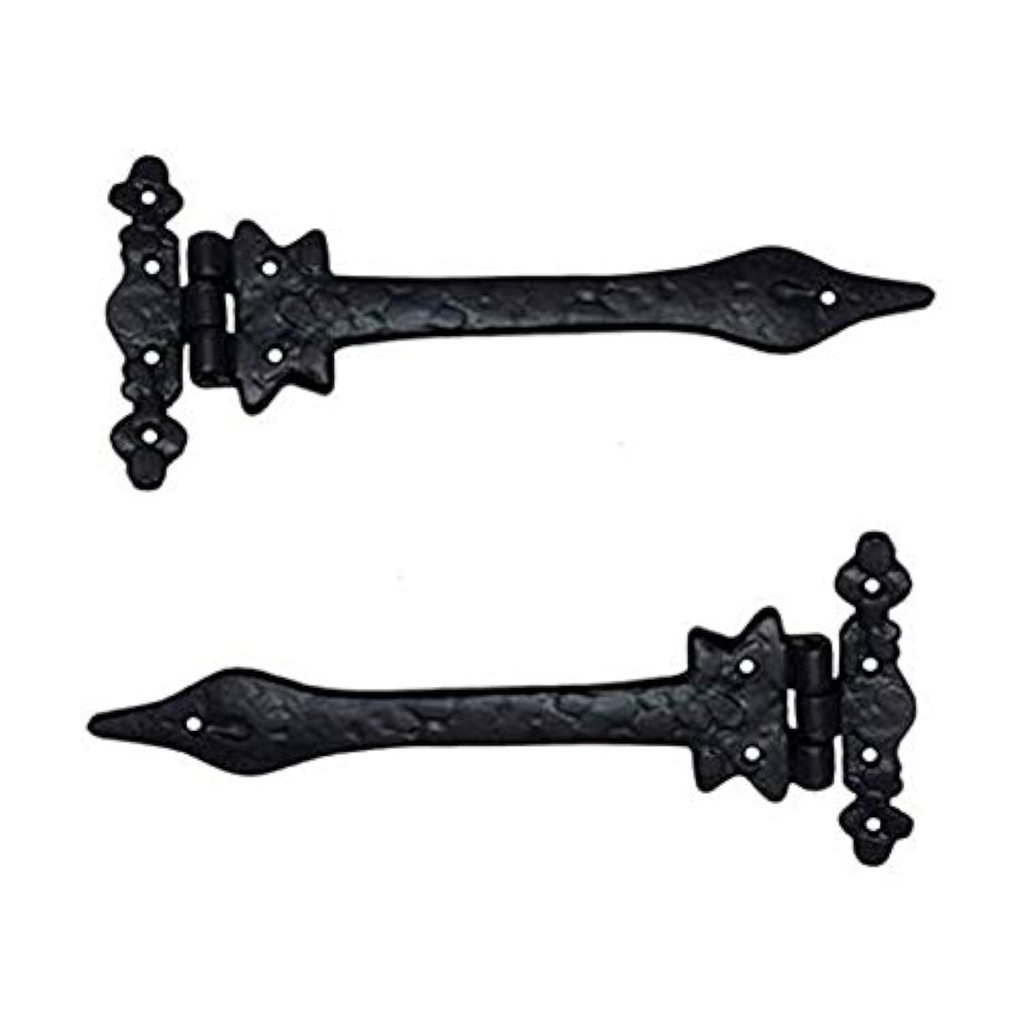 Adonai Hardware Haniel Black Antique Iron Strap T Hinge (9.5 Inch x 2 Pack) for Barn Doors, Gates, Kitchen Cabinets, Sheds, Wooden Box, Furniture, Cedar Chest and Trunks