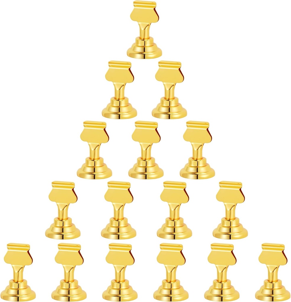 Urban Deco 16 Pieces Table Card Holder Place Card Holders 1.7 inches Gold Steel Card Holders for Photos, Food Signs, Memo Notes, Weddings, Restaurants, Birthdays. (Gold)