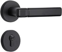 Black Silent Room Door Lock Bedroom Type Light Luxury Household Indoor Bathroom Door Handle Complete Set of Wooden Door Lock(L A Elegant Black zinc Alloy)