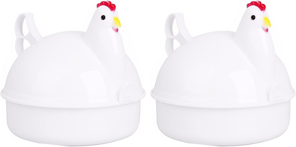 Hemoton Microwave Egg Cooker Microwave Egg Cooker 2Pcs Chicken Shape Egg Poacher, 4 Eggs Boiler, Egg Steaner For Kitchen Cookware Cookware