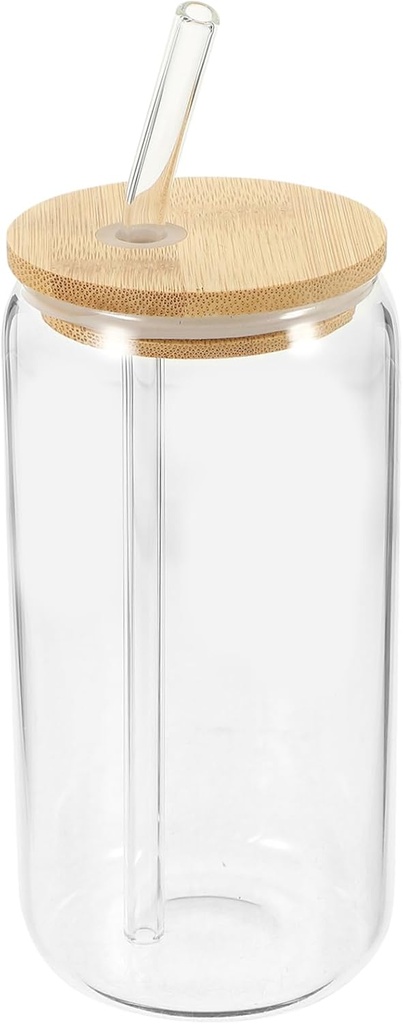 High Temperature Resistant Glass Cup with Bamboo Lid and Straw Milk Tea Tumbler for Cold Beverages for Parties and Everyday Use