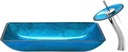 Swiss Madison Well Made Forever SM-VSF296 Cascade Rectangular Glass Vessel Sink with Faucet (Ocean Blue)