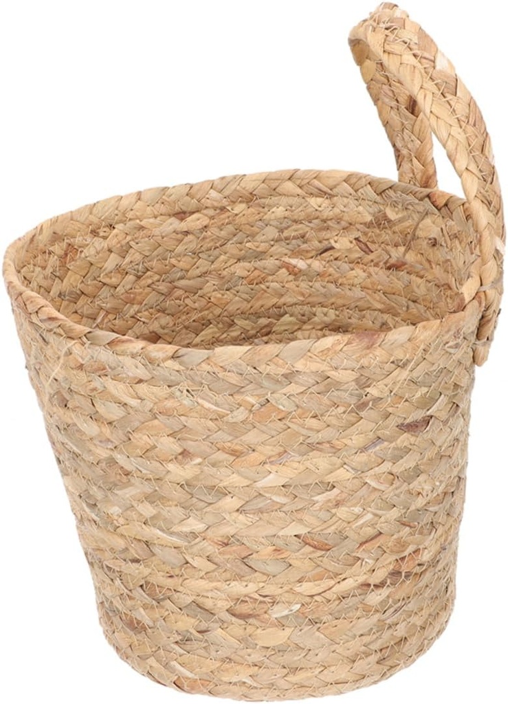 Small Hanging Storage Basket Seagrass Wall Decor for Kitchen Bathroom Living Room Boho Style Macrame