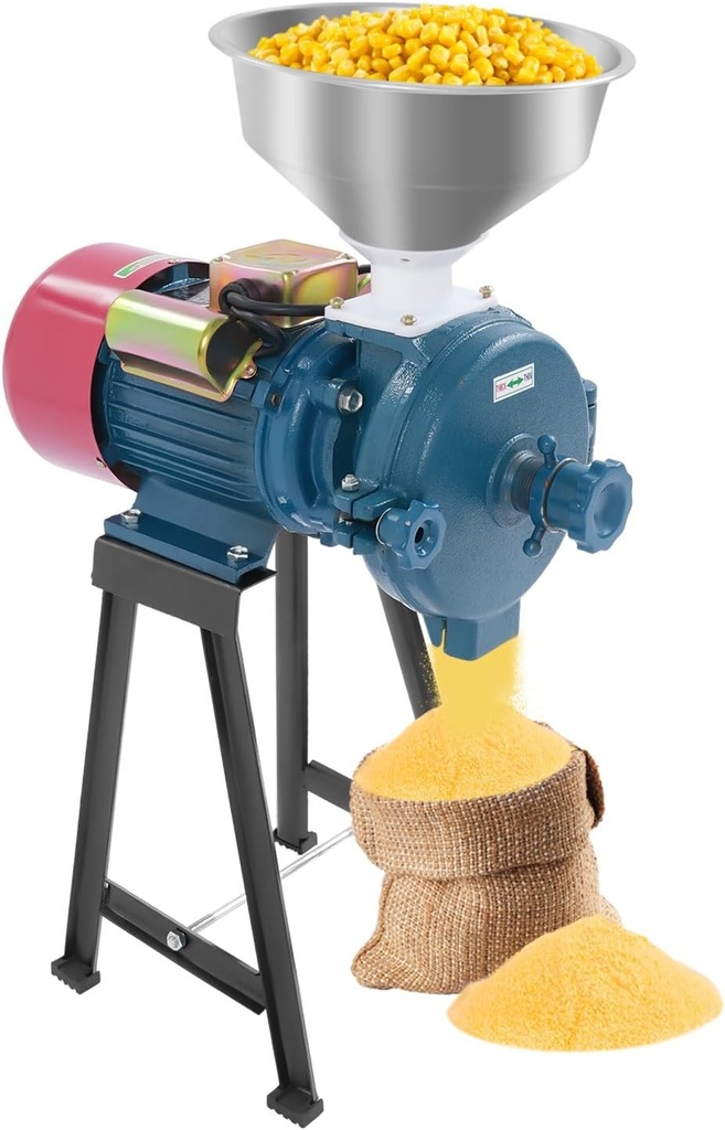 Electric Grain Mill Grinder, Corn Grinder 110V 2200W Commercial Grain Grinders Mill with Funnel Dry Feed Flour Grain Grinders Machine for Corn, Wheat, Rice, Cereals, Maquina Para Moler Maiz