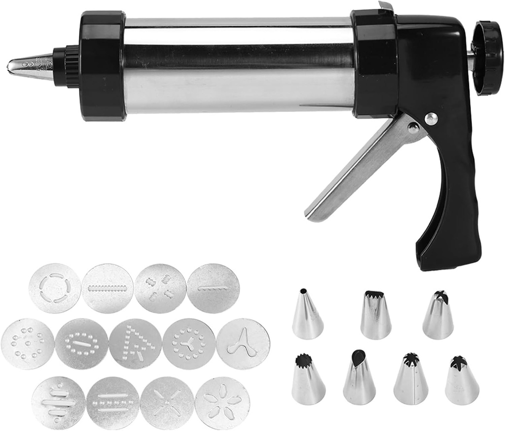 Cake Maker, Easy To Use Stainless Steel Biscuit Press Cookie Gun Set 5 9x10in for Bakeries for Pastry Decoration for Home Cooks