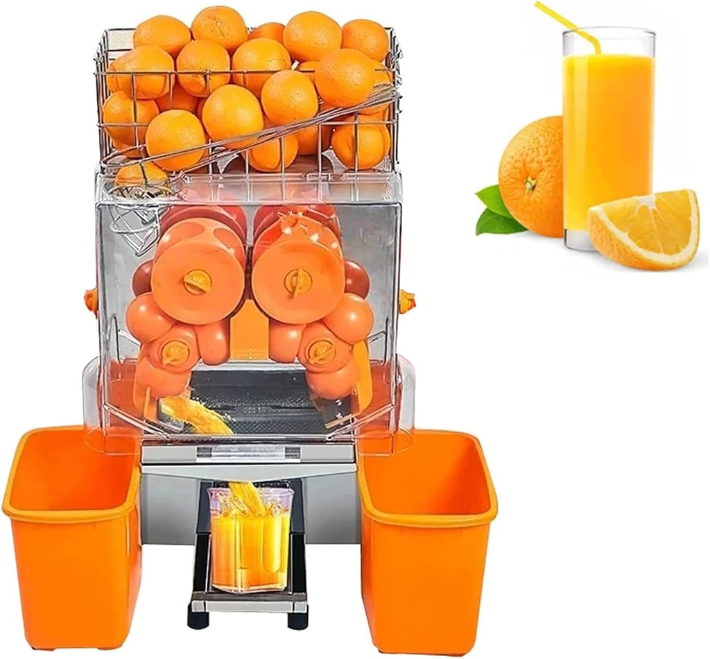 TECHTONGDA Commercial Juicer Machine, Orange Squeezer for 22-30 per Minute, Lemon Juice Extractor Citrus Juicer, Electric Orange Juice Machine with Pull-out Filter Box and 2 Peels Collecting Buckets