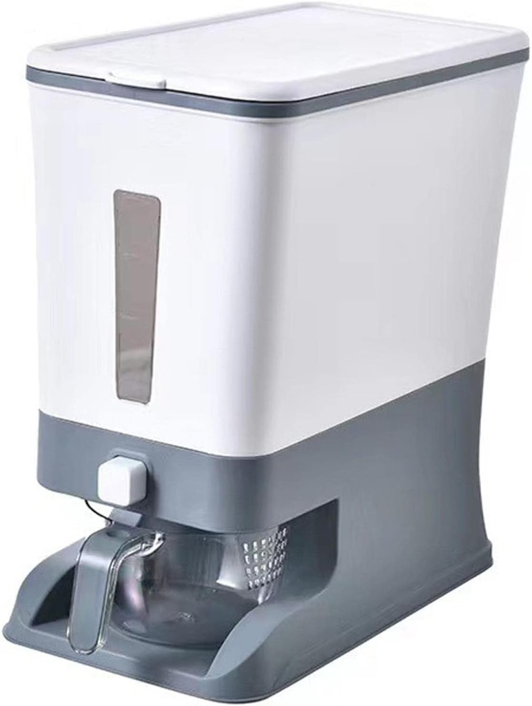 Cereal Dispenser, One-Click Rice Output, Multigrain Tank Cup Dry Rice Container Food Dispenser Sealed Grains Cans Grain Storage Tank for Storage,Grey